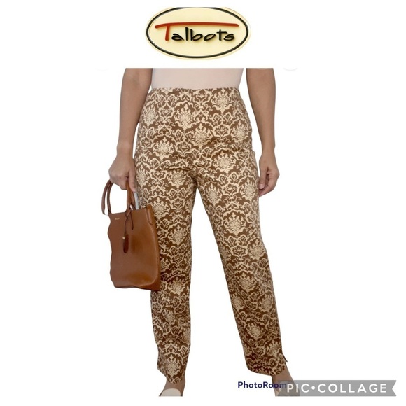 Talbots brown beige stretch ankle pants size 10 - Picture 1 of 12